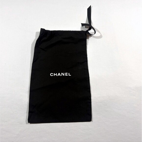 Chanel Dust Bag 13 x 7 in Black Ribbon Drawstring Cotton Shoe Jewelry Storage - Picture 1 of 7